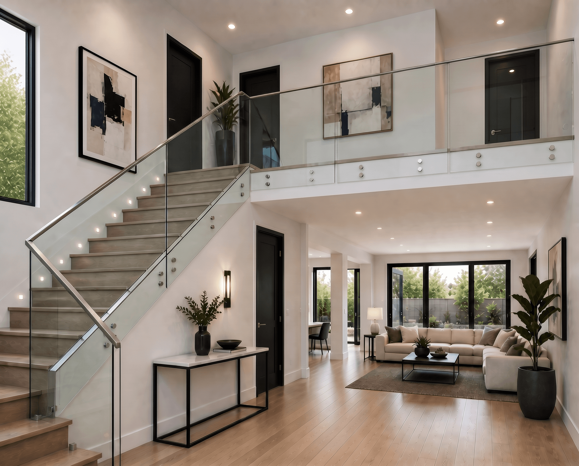 Interior stair and glass railing