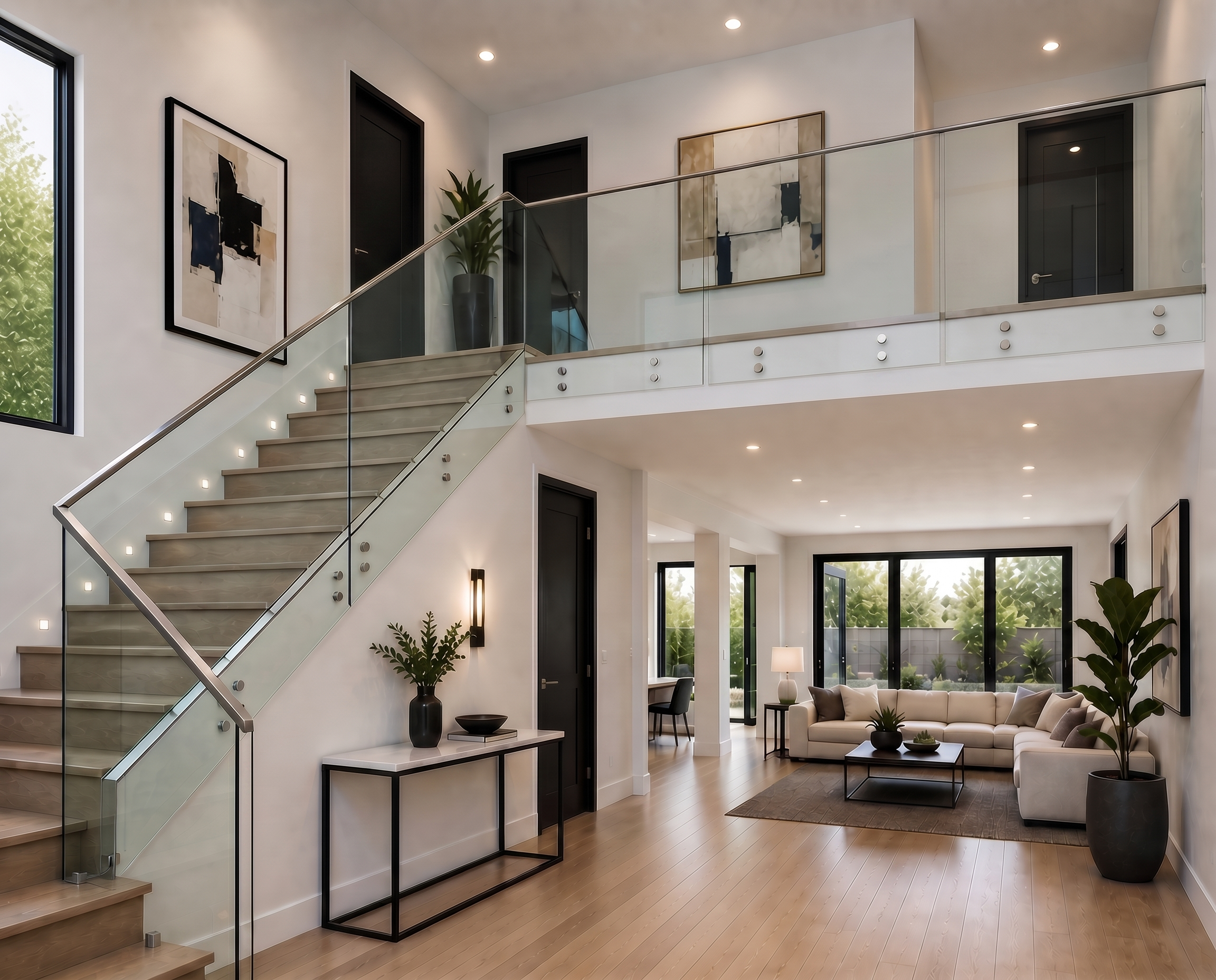 Interior stair and glass railing